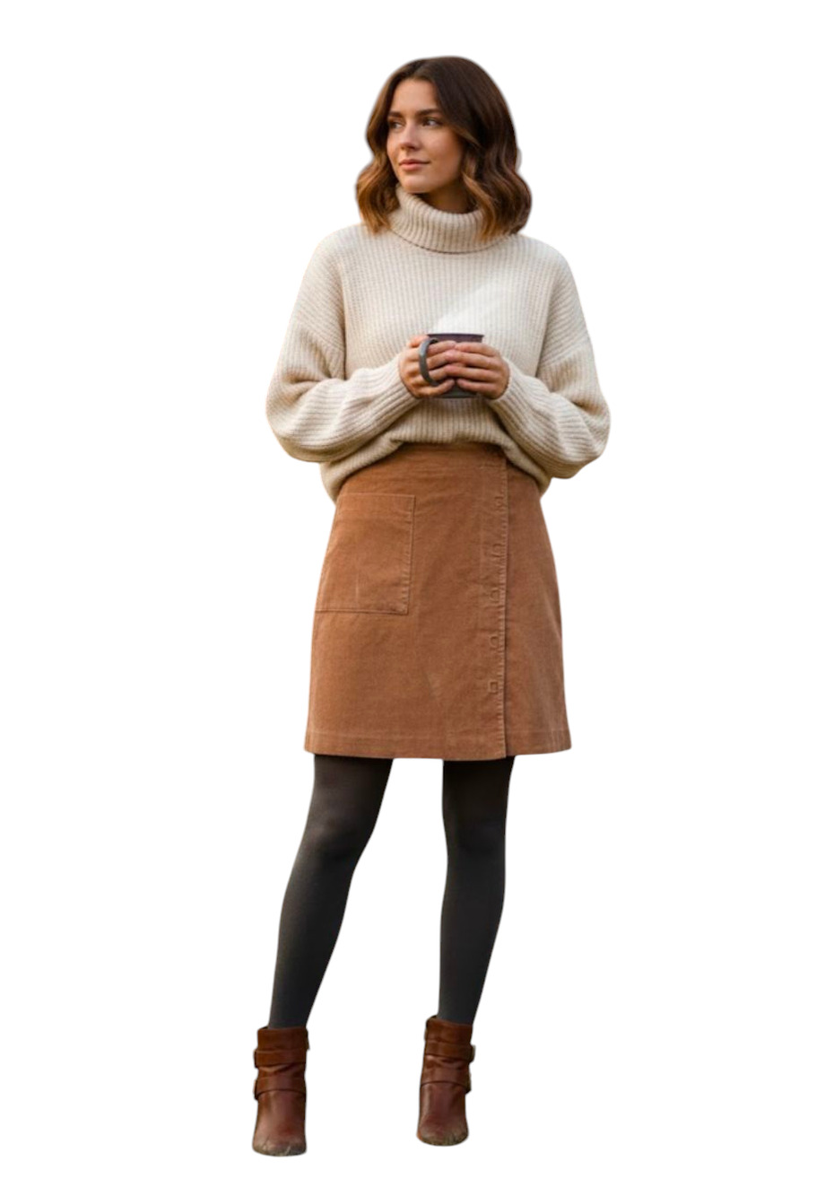 Banana Republic Corduroy Wrap Skirt Womens 4 Brown Twee 70S Academia Preppy